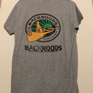 Backwoods Born & Raised Grey Tee NWOT